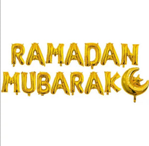Gold Ramadan Mubarak Balloon Banner