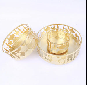Gold Festive Decorative Trays - Set of 3