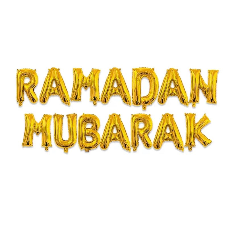 Gold Ramadan Mubarak Balloon Banner