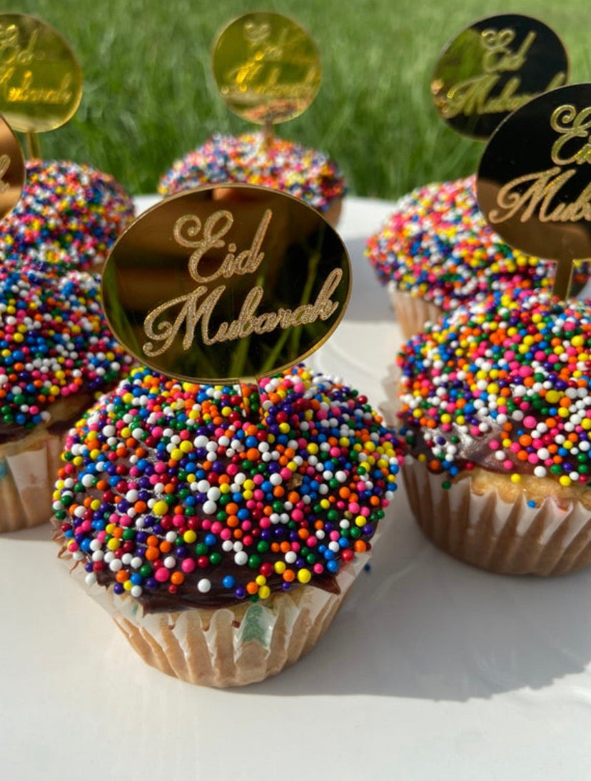 Eid Mubarak Cupcake Toppers Acrylic